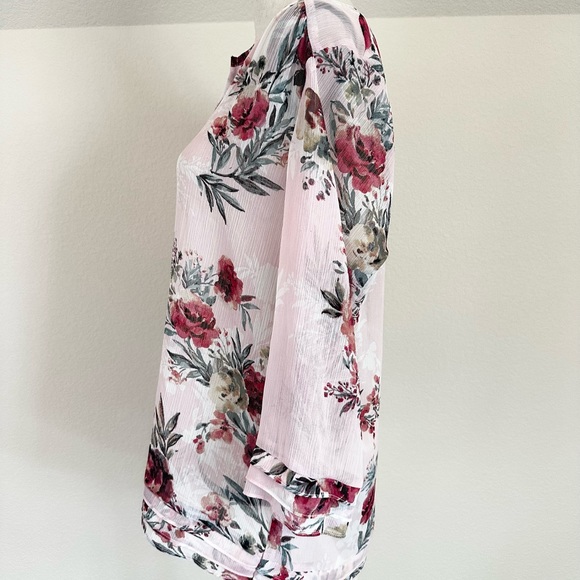 Kut From The Kloth Pink sheer floral blouse Size Large - Picture 2 of 7